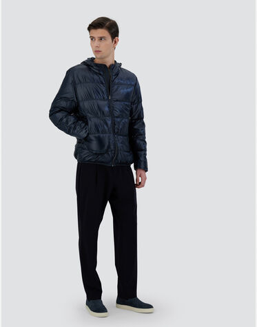 メンズ ナイロンウルトラライトボンバージャケット ネイビーブルー  