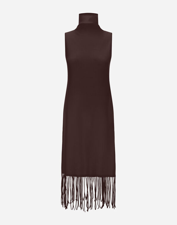 Herno WOOL AND CASHMERE STOCKING-STITCH DRESS Dark Brown MAB00011D703828800