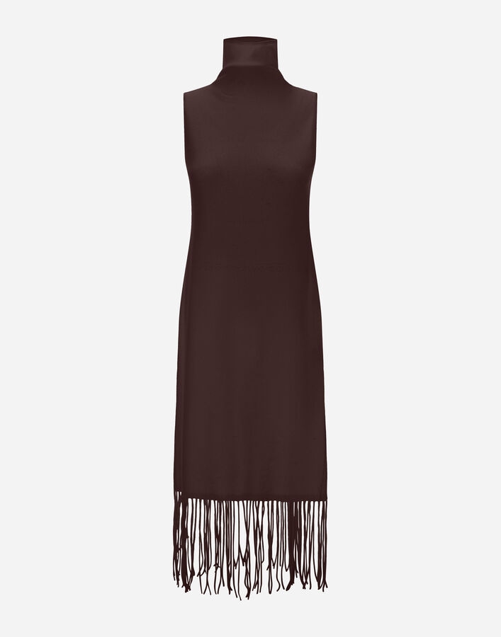 Herno WOOL AND CASHMERE STOCKING-STITCH DRESS Dark Brown MAB00011D703828800