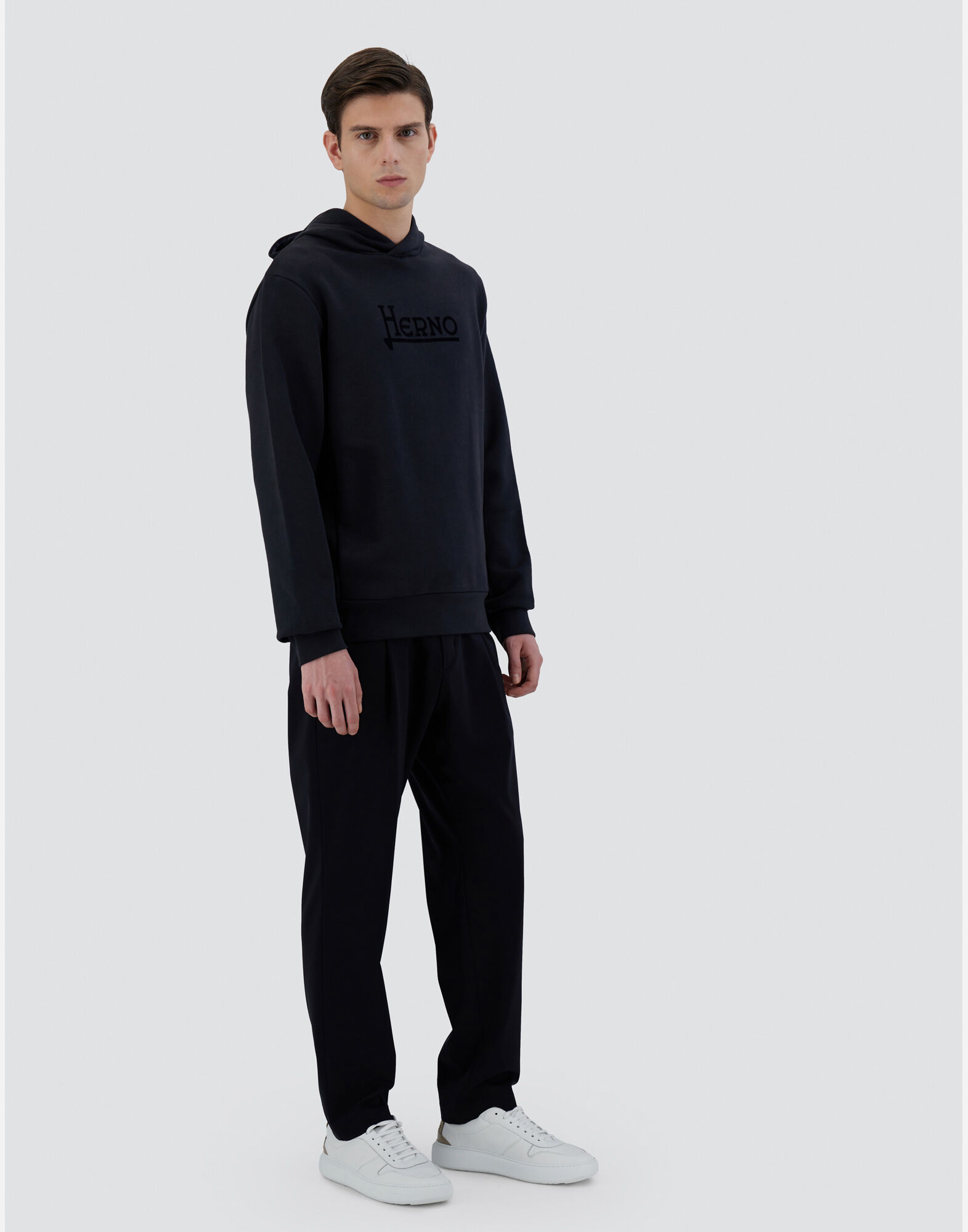 HOODIE IN HEAVY COTTON SWEATER in Navy Blue for Men Herno