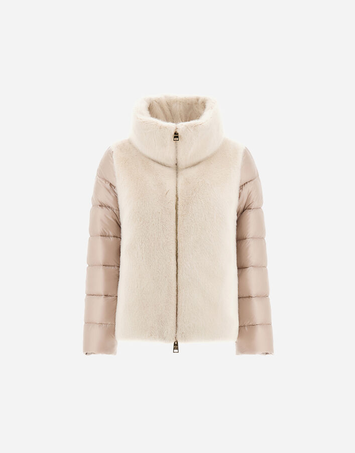 Herno CAPE IN NYLON ULTRALIGHT AND LADY ALTERNATIVE FUR Chantilly PI002017D12017Z1985