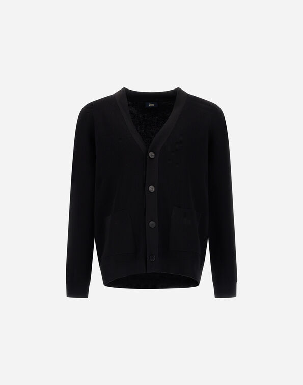 Herno CARDIGAN IN YARN WITH RAISED KNIT PATTERN Black MC000232U760979300