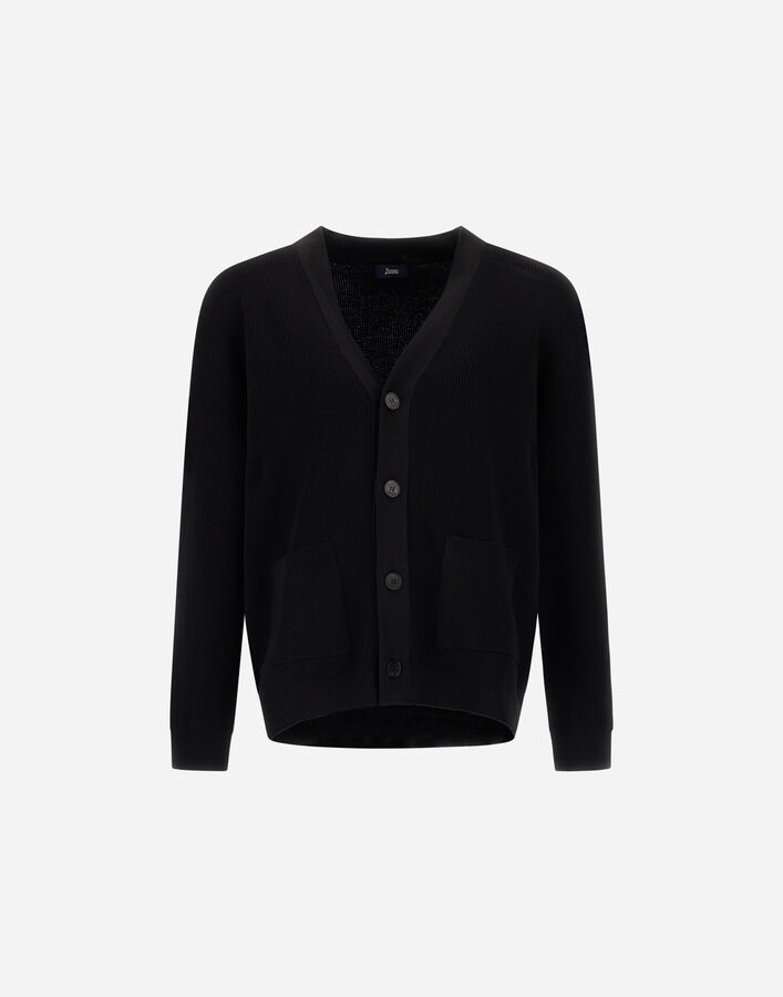 Herno CARDIGAN IN YARN WITH RAISED KNIT PATTERN Black MC000232U760979300