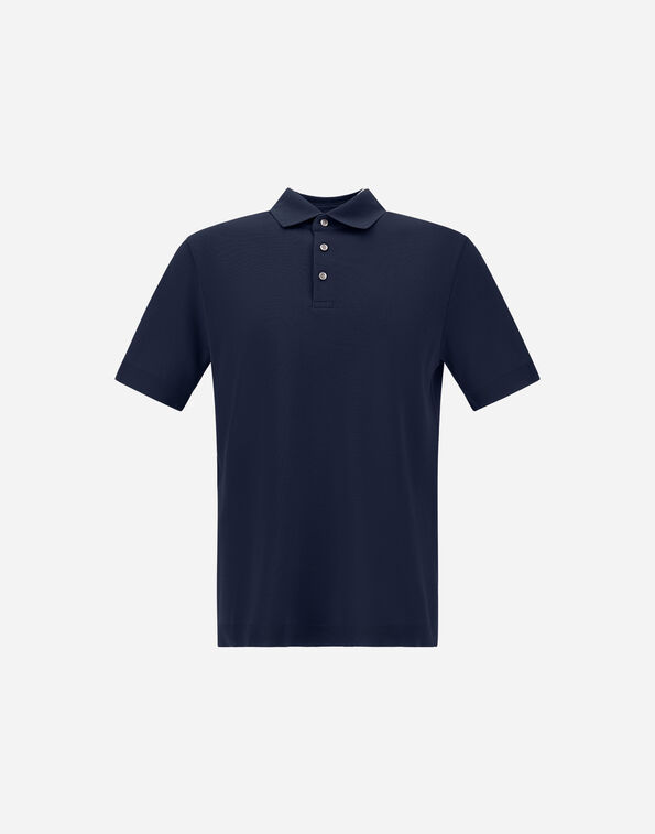 Herno JERSEY KNIT EFFECT POLO SHIRT Blue JPL00125U520599201