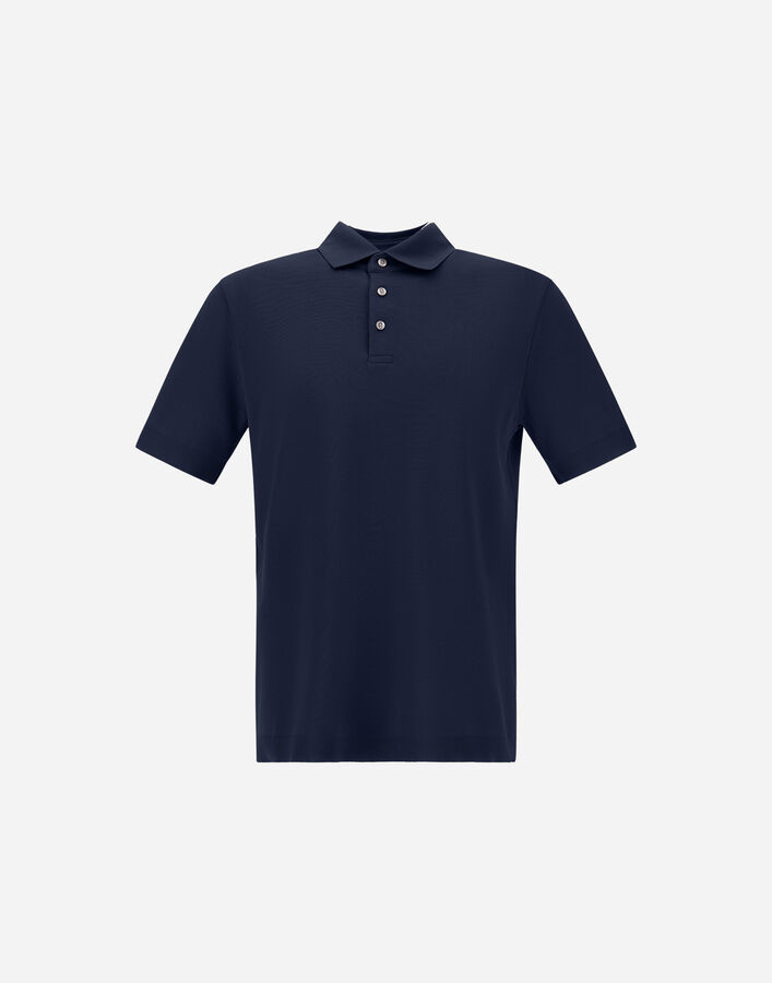 Herno JERSEY KNIT EFFECT POLO SHIRT Blue JPL00125U520599201