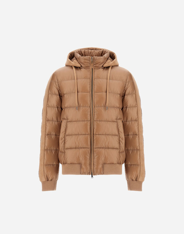 Herno RESORT BOMBER JACKET IN ULTRALIGHT NYLON AND SUEDE-EFFECT MICROFIBRE Camel PI00116UR12020Z2159