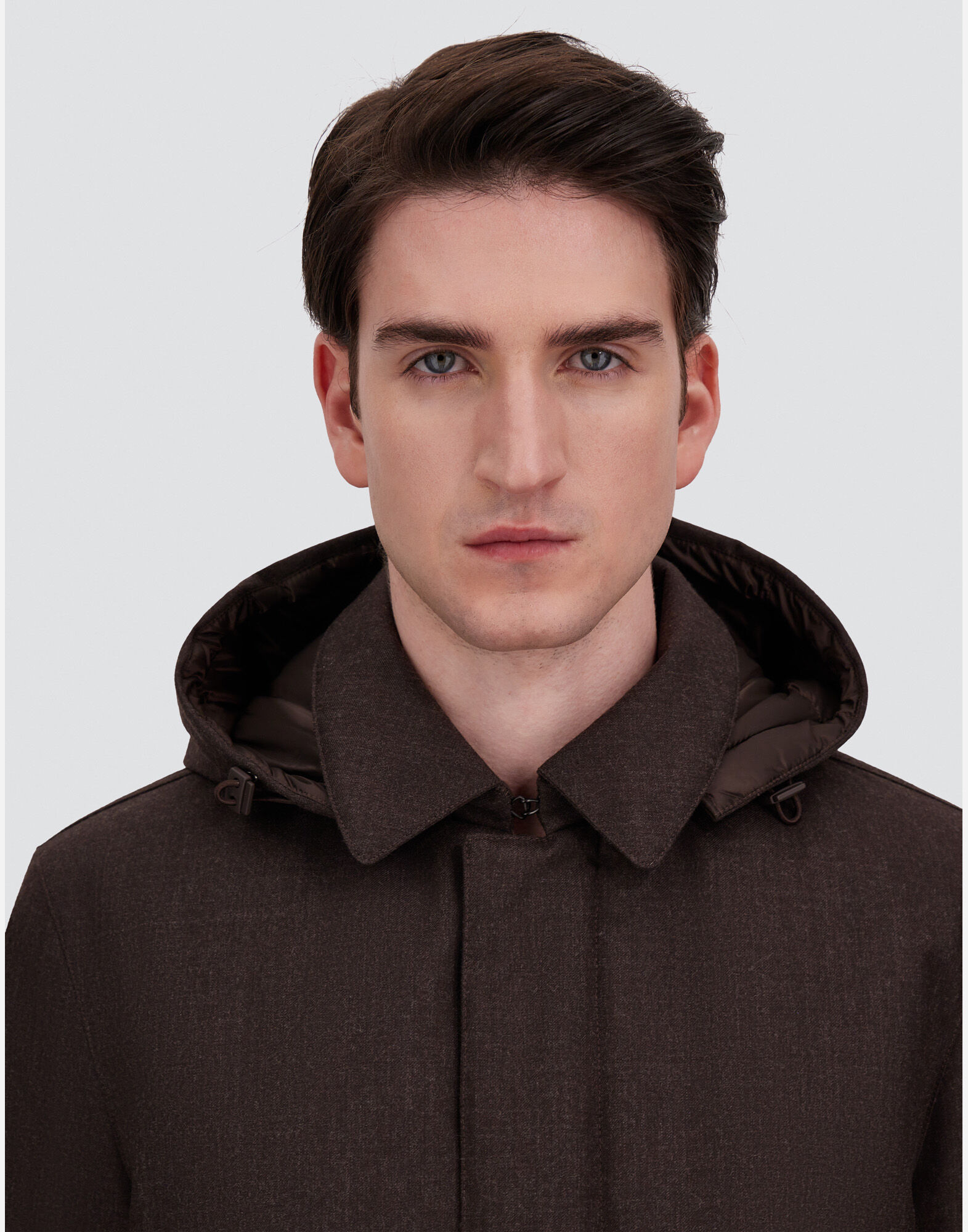 メンズ FLANNEL COAT WITH WATERPROOF MEMBRANE ダークブラウン