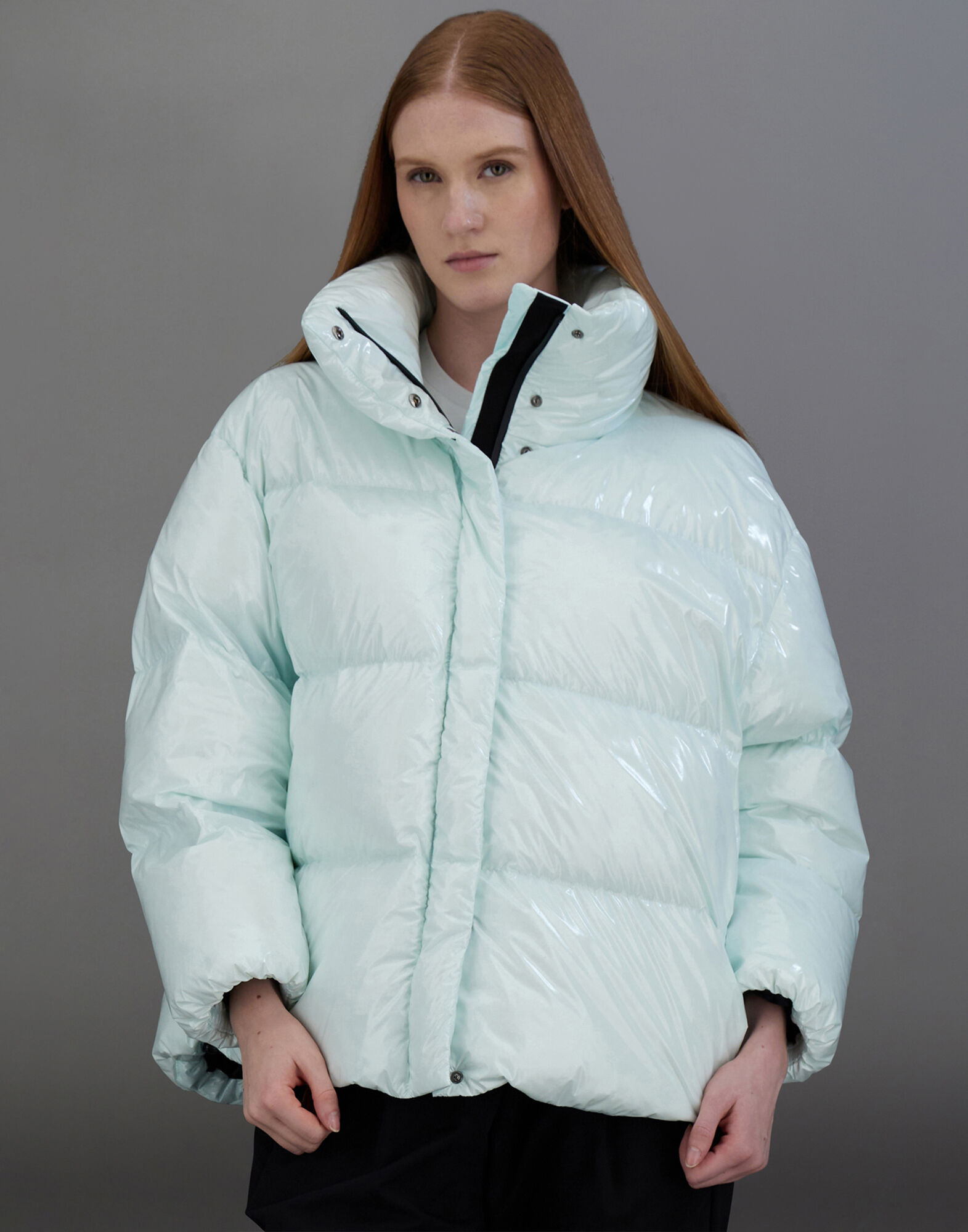 Glazed nylon puffer coat best sale