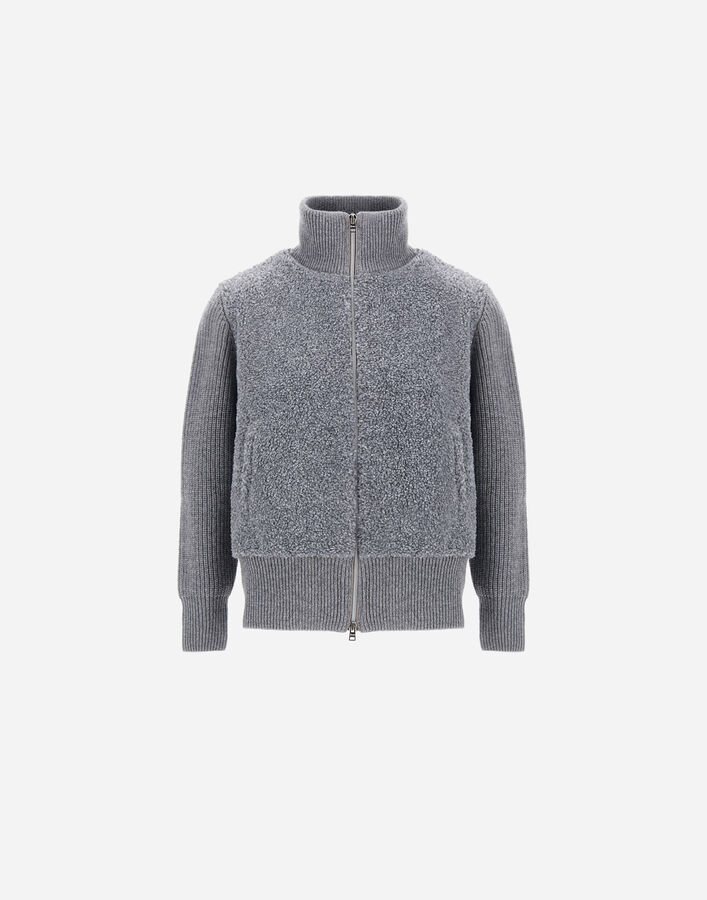 Herno RESORT CARDIGAN IN RIBBED PURE WOOL Light Grey MC00045DR701889406