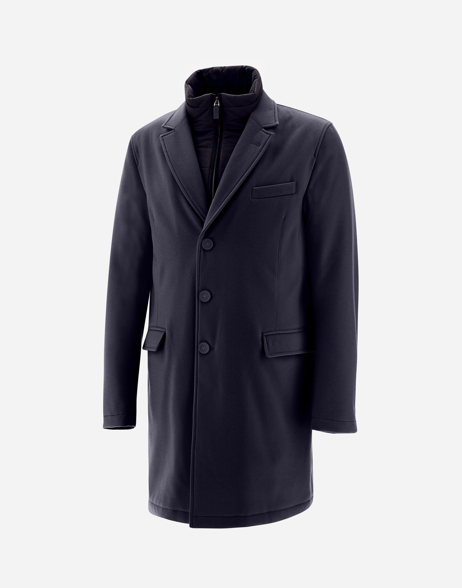 WOOL BEAVER COAT in Navy Blue for Men Herno