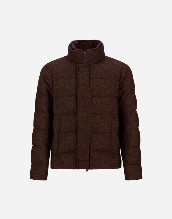 Herno JACKET IN CASHMERE, SILK AND MONOGRAM Dark Brown PI001331U380878800
