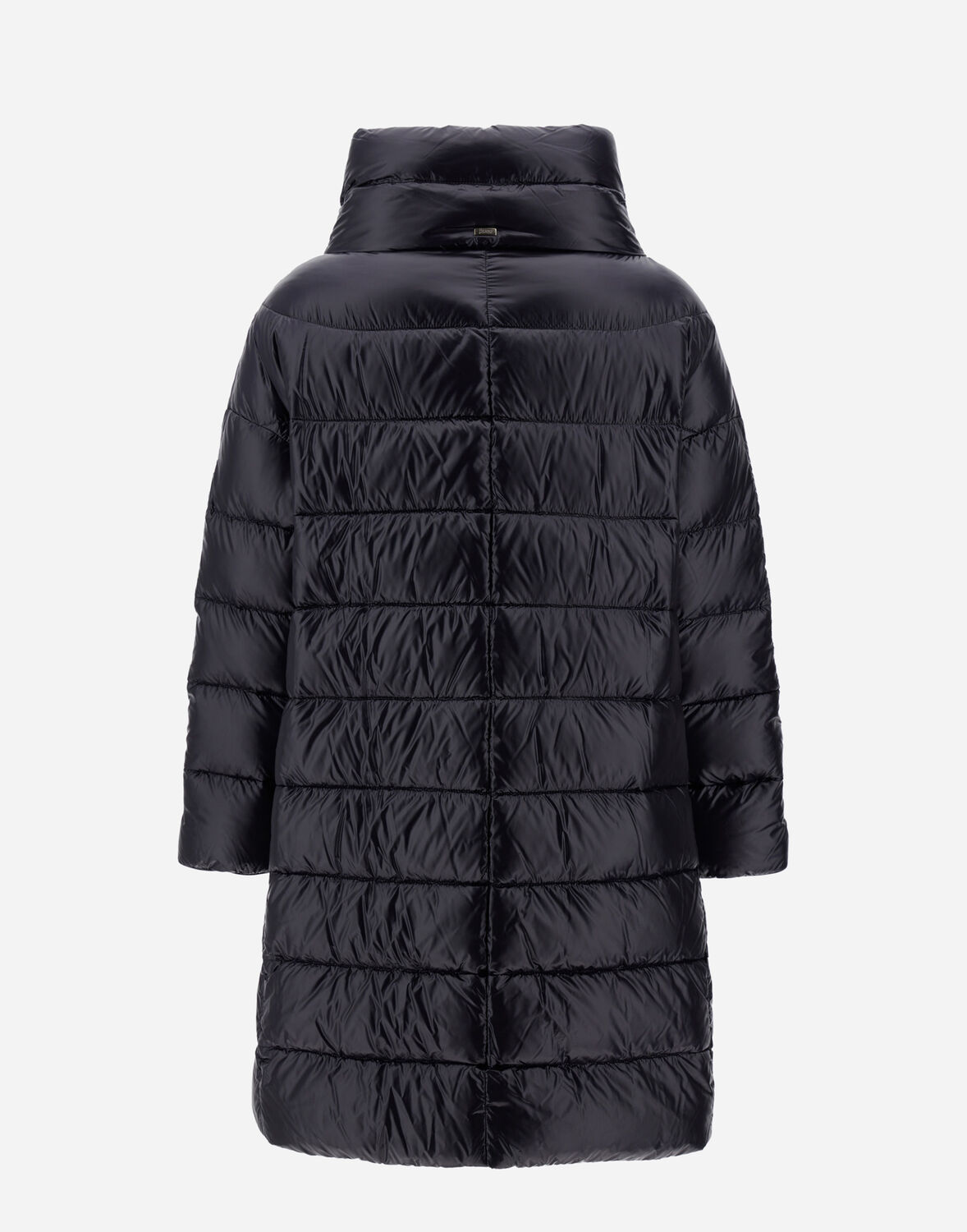 Herno Long Jacket In Satin And Lady Alternative Fur In Black