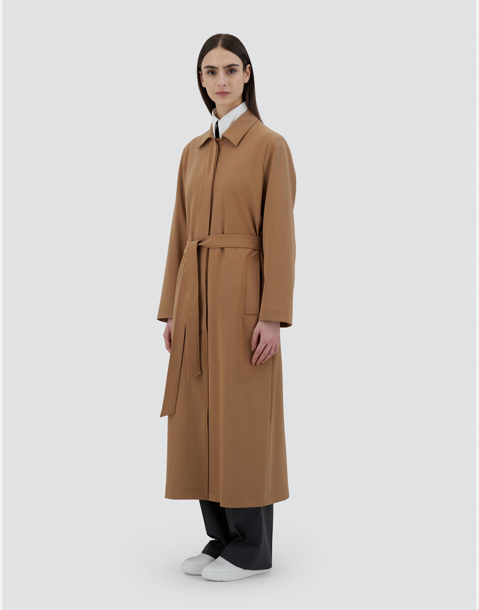 RAINCOAT IN SOFT WOOL in Camel for Women Herno