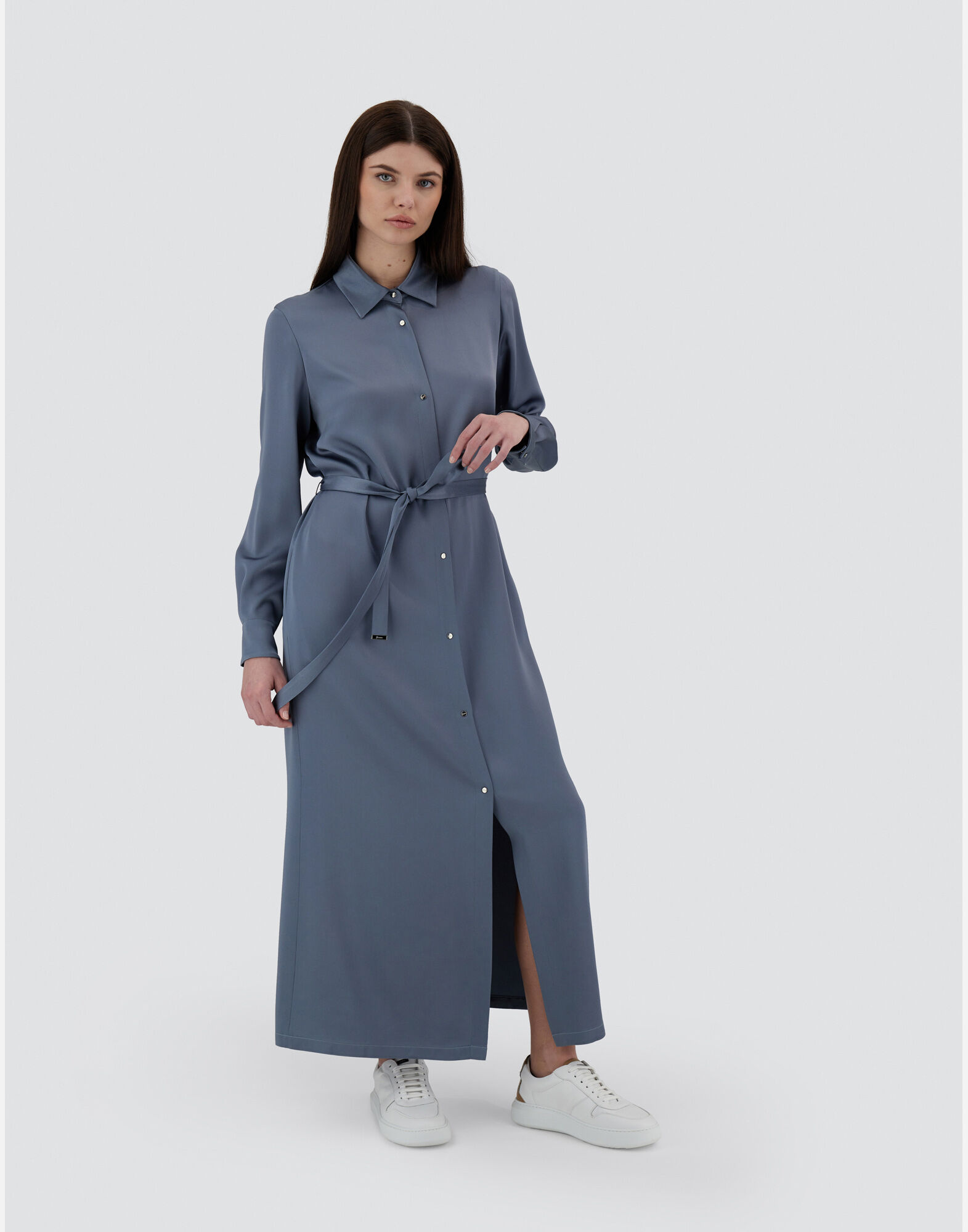 【送料込】HERNO サテンエフェクト RESORT シャツワンピース 送料込】HERNO サテンエフェクト RESORT シャツワンピース
