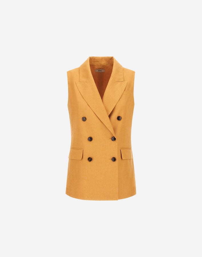 Herno VEST IN PURE LINEN Mustard GA000320D171573820