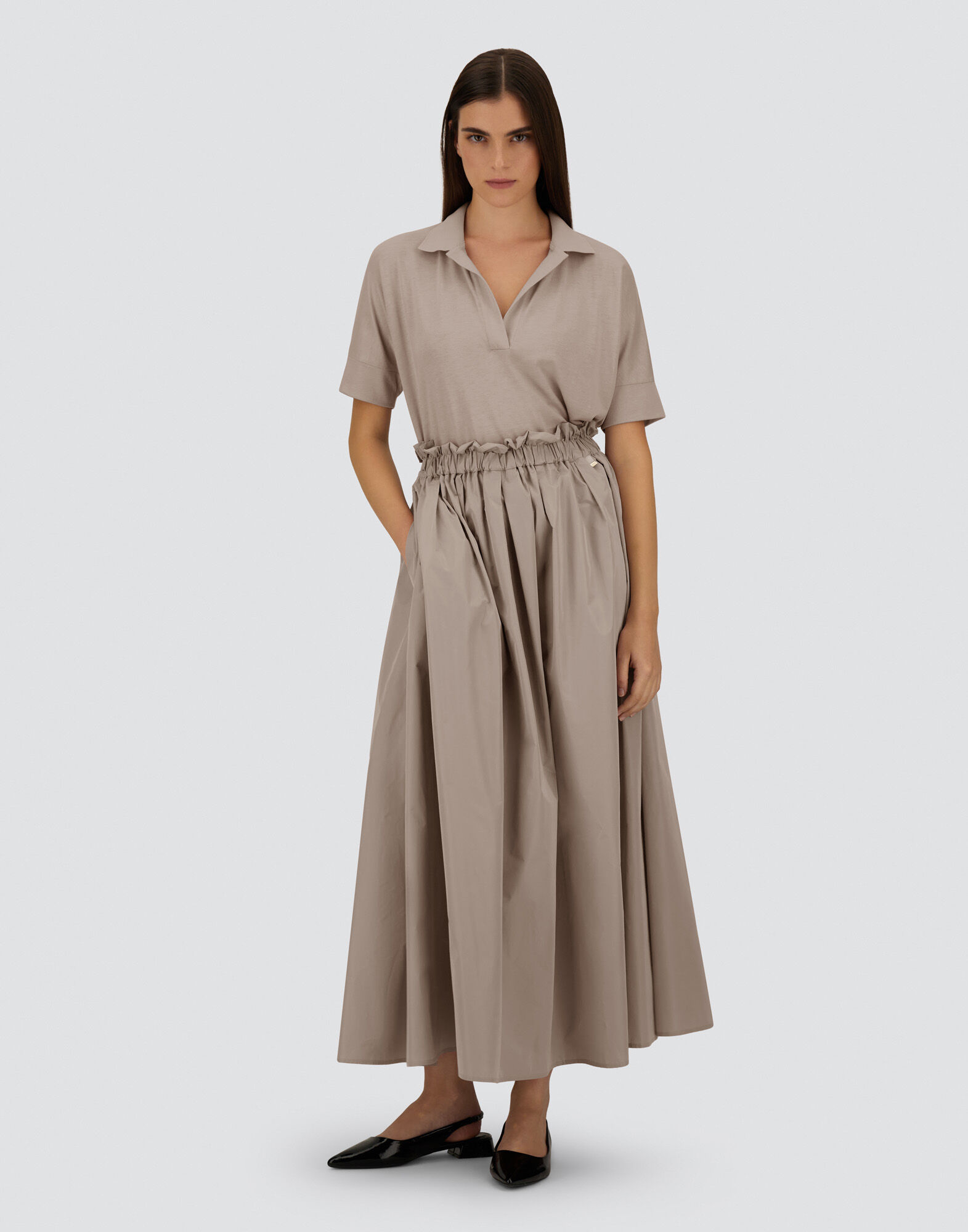 NEW TECHNO TAFFETA SKIRT in Dove Grey for Women | Herno®