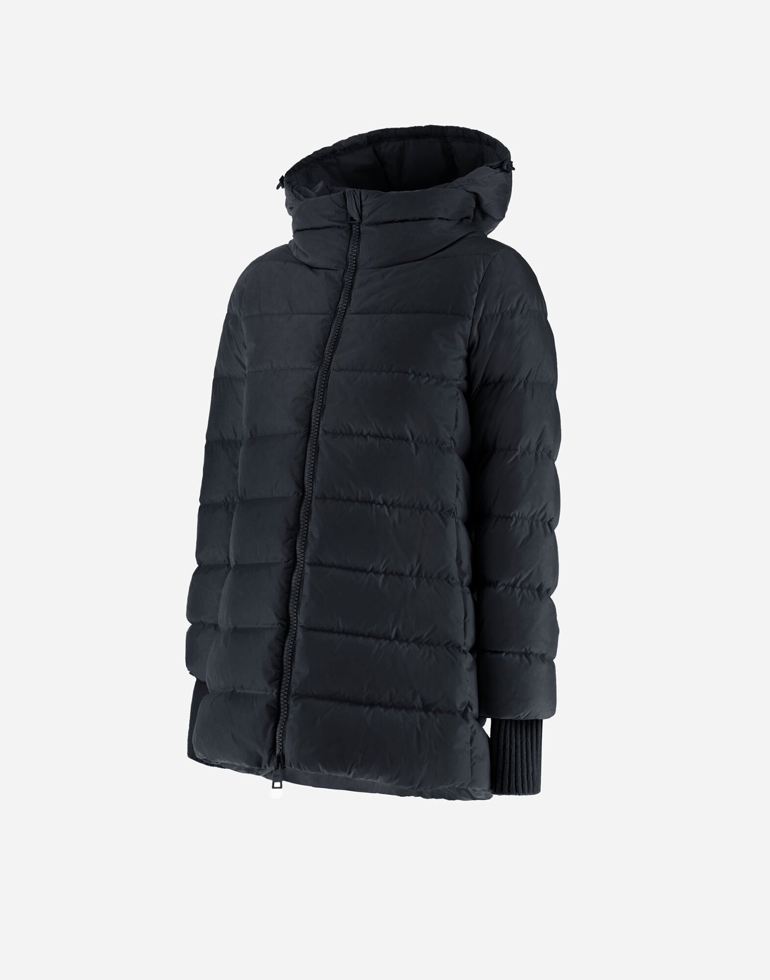 HERNO 50専用 レディース ナイロンシャモニー Aシェイプ コート ブラック