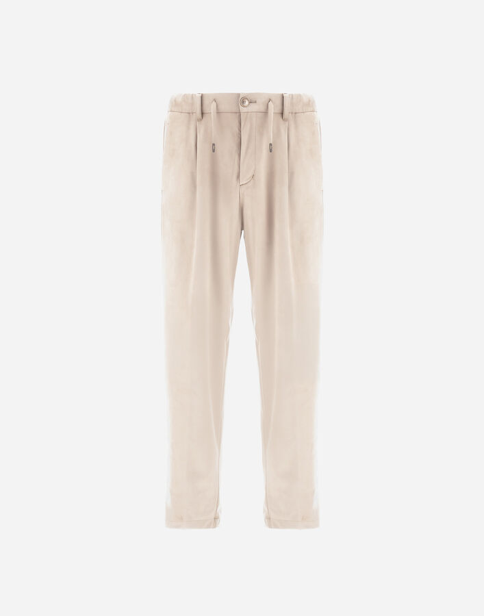 Herno RESORT TROUSERS IN SUEDE-EFFECT MICROFIBRE Ice PT00045UR124541310