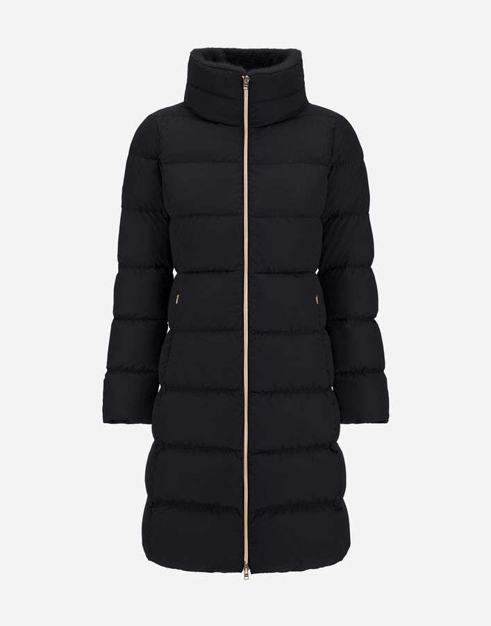 Herno LONG JACKET IN SATIN AND LADY ALTERNATIVE FUR Black PI002124D12170Z9300