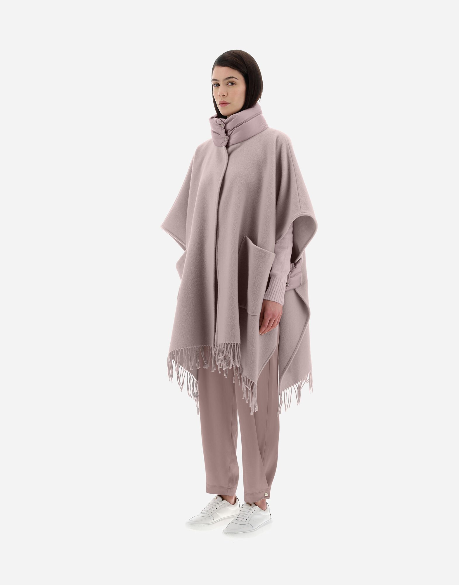 RESORT PONCHO IN WARMY & NYLON ULTRALIGHT in Lilac for