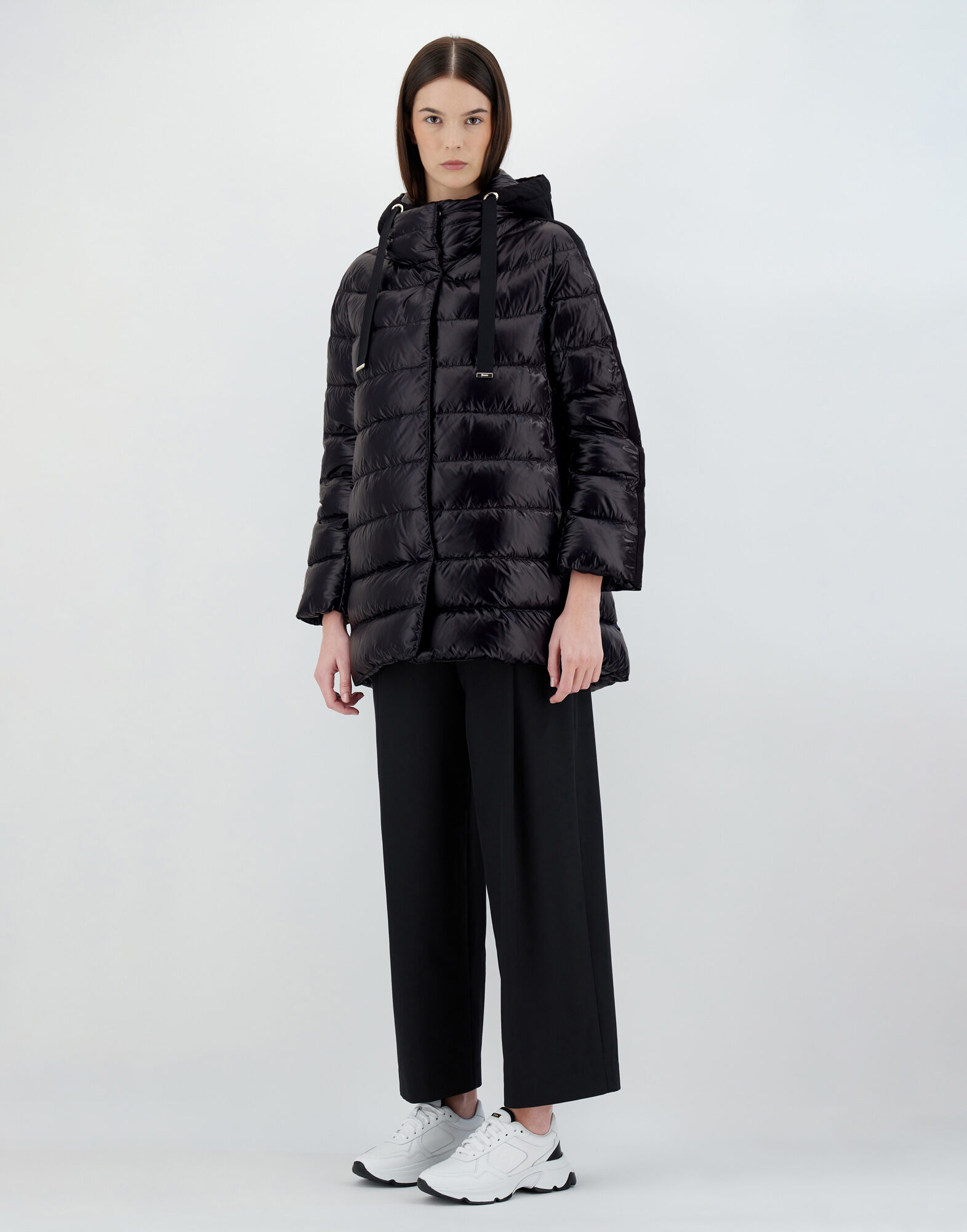 NYLON ULTRALIGHT AND SILK CASHMERE A LINE JACKET in Black for Women Herno