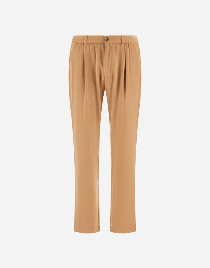 Herno RESORT TROUSERS IN WOOL-BLEND MELANGE FLANNEL Camel PT00047UR129342159