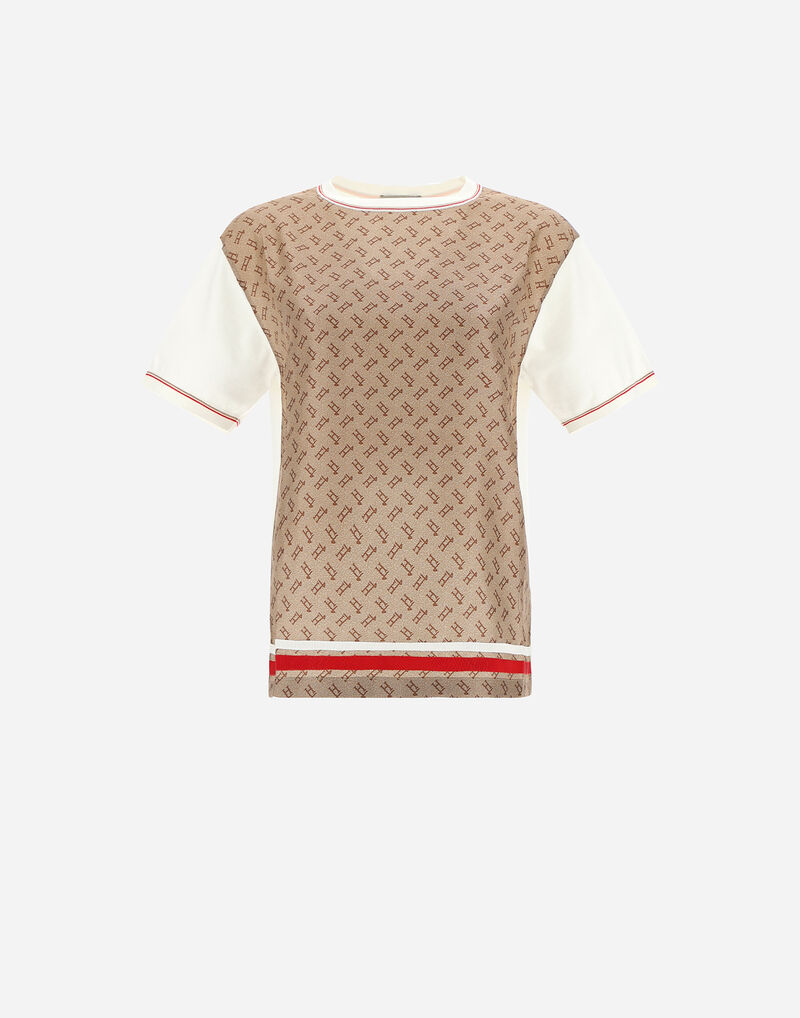 PLAIN KNIT T-SHIRT WITH MONOGRAM SILK Herno