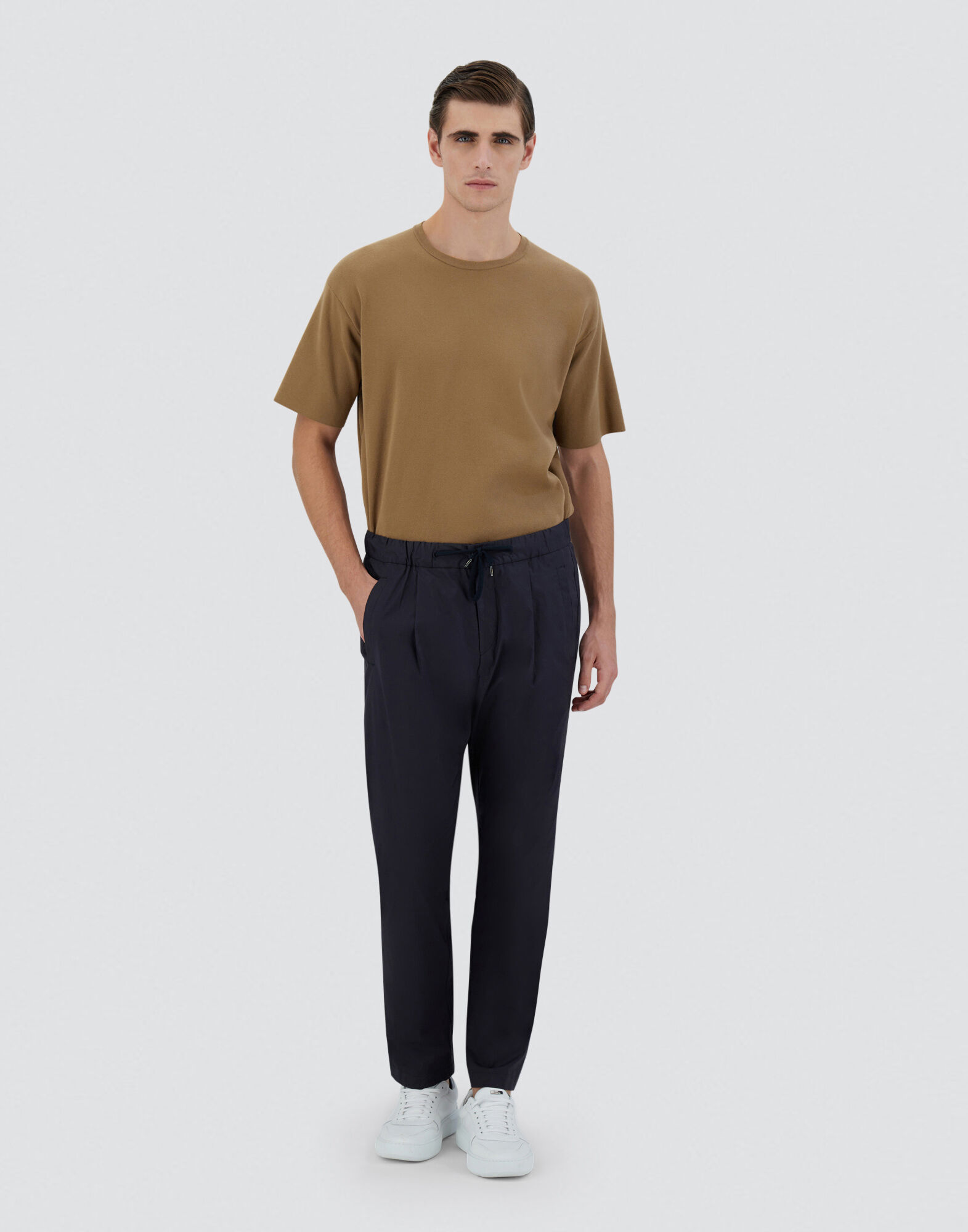 LIGHT COTTON STRETCH TROUSERS in Blu Navy for Men | Herno®