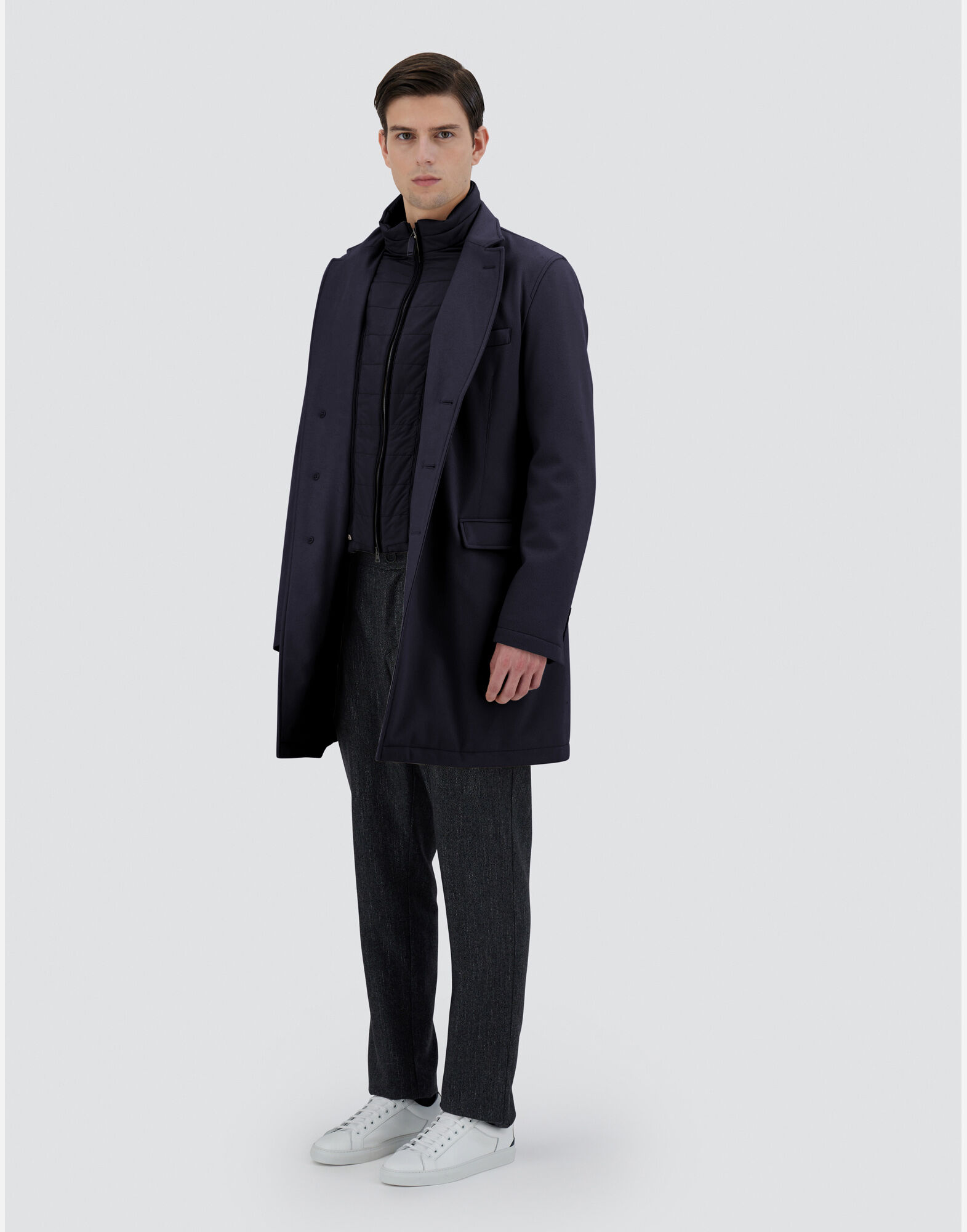 WOOL BEAVER COAT in Navy Blue for Men Herno