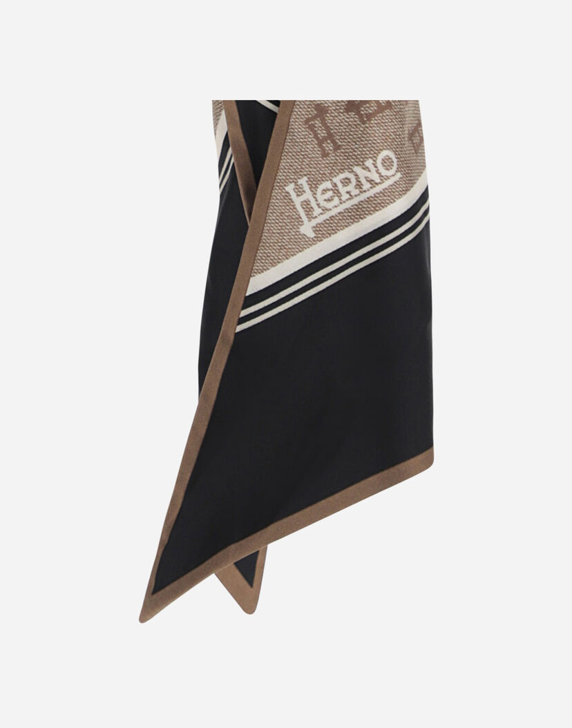 Women S T Shirts In Black Superfine Cotton Stretch T Shirt With Length Sleeves And Foulard Herno