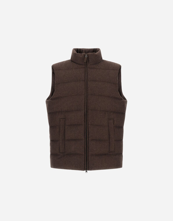 Herno CASHMERE AND SILK VEST WITH MONOGRAM Dark Brown PI001383U380878800