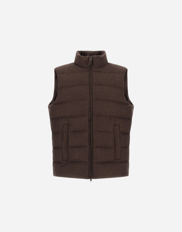 Herno CASHMERE AND SILK VEST WITH MONOGRAM Dark Brown PI001383U380878800