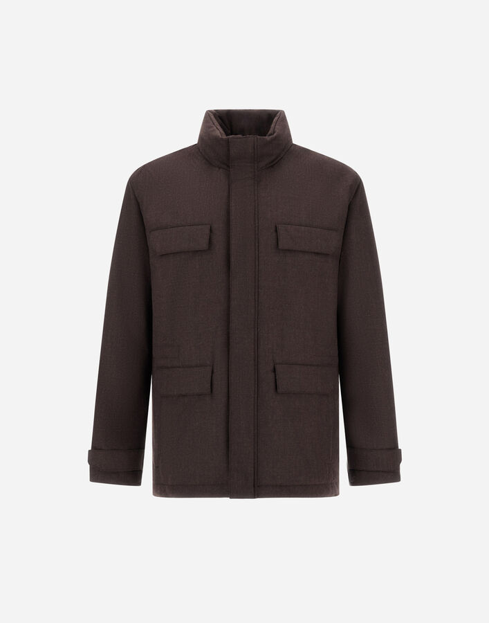Herno FLANNEL FIELD JACKET WITH WATERPROOF MEMBRANE Dark Brown FI000164U334988800