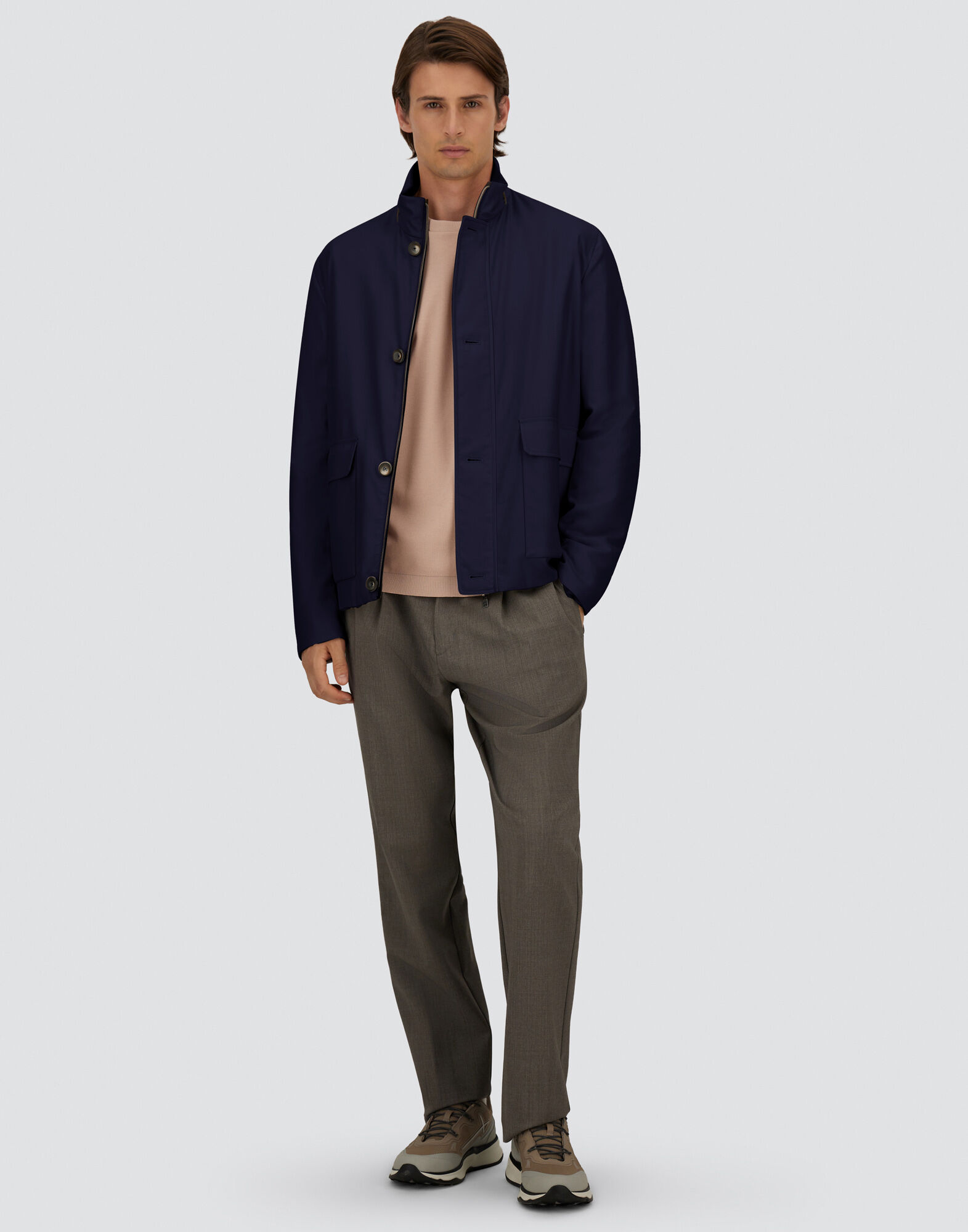 メンズ JACKET IN LUCENT CASHMERE SILK AND CHANGING NYLON ネイビー