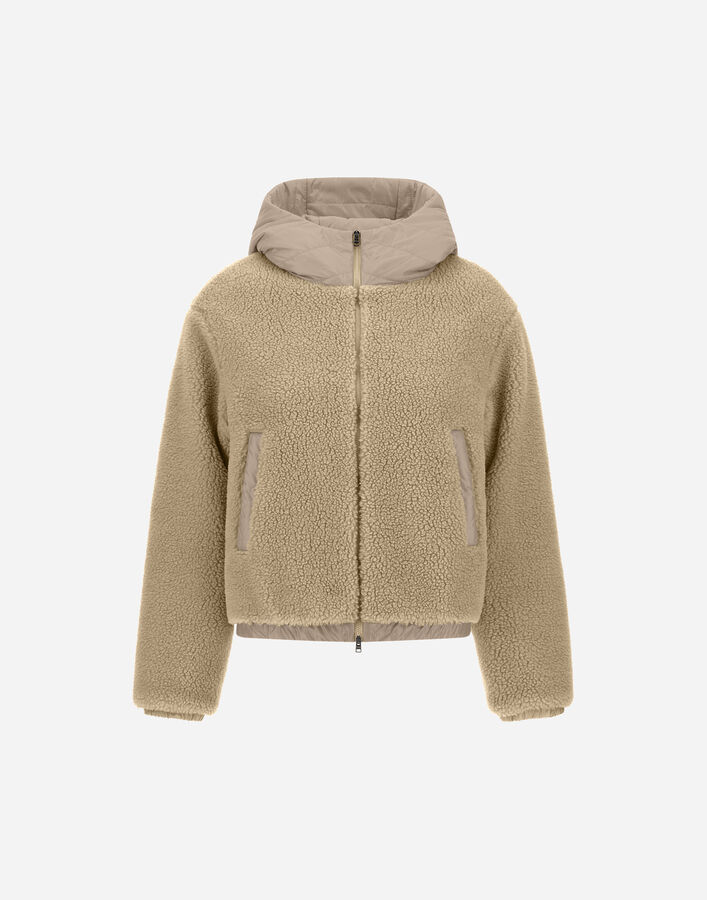 Herno JACKET IN TEDDY FABRIC AND NYLON ULTRALIGHT Chantilly GI000347D127631985