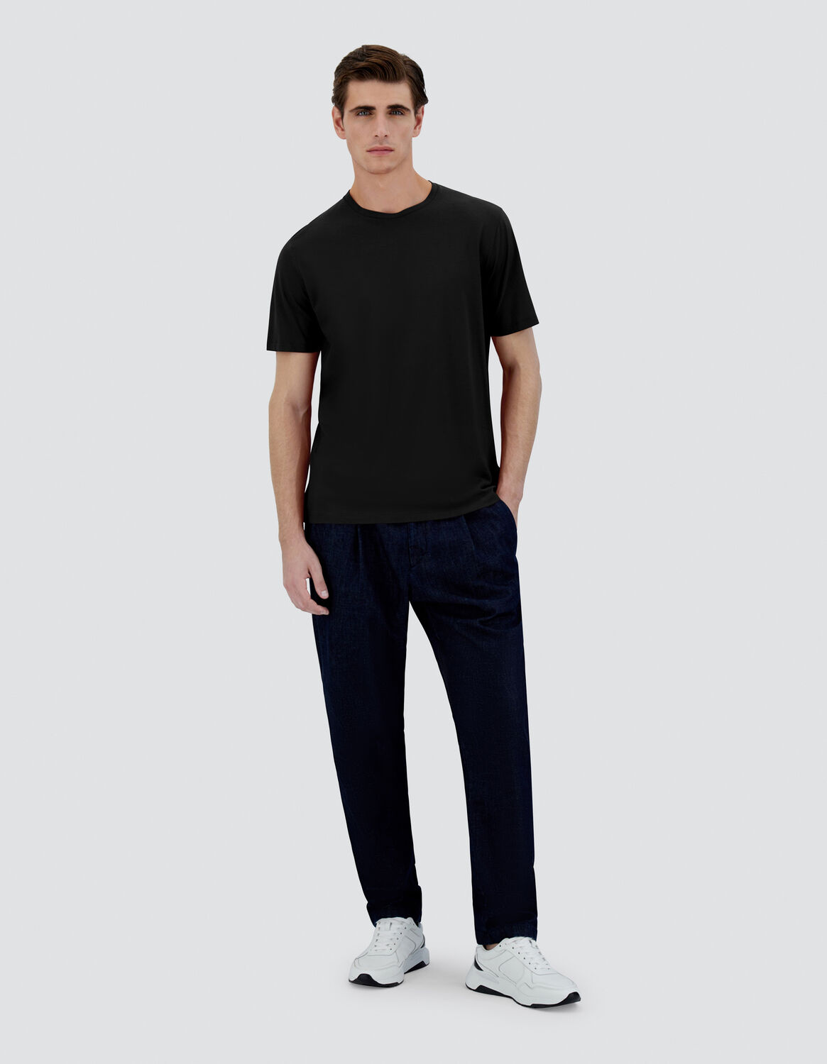Herno Stretch-cotton Jersey T-shirt With Scuba Details In Black