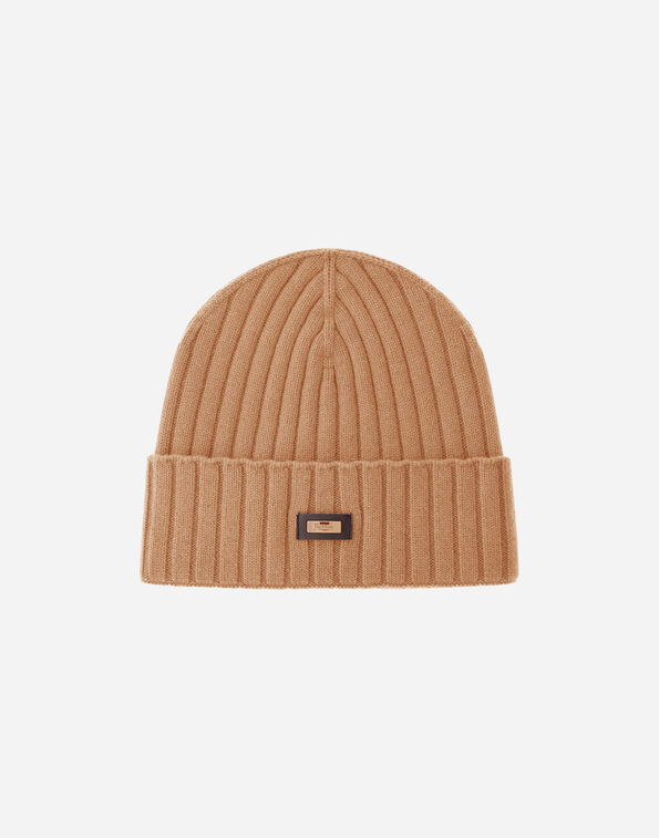 Herno ENGLISH RIB CASHMERE BEANIE Camel BER00058U710502157