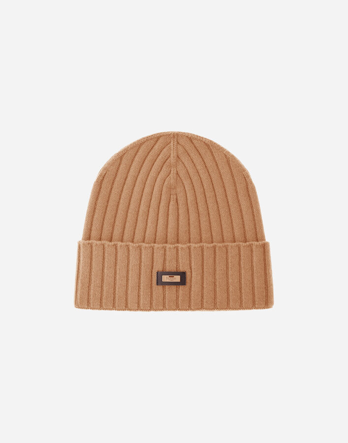 Herno ENGLISH RIB CASHMERE BEANIE Camel BER00058U710502157