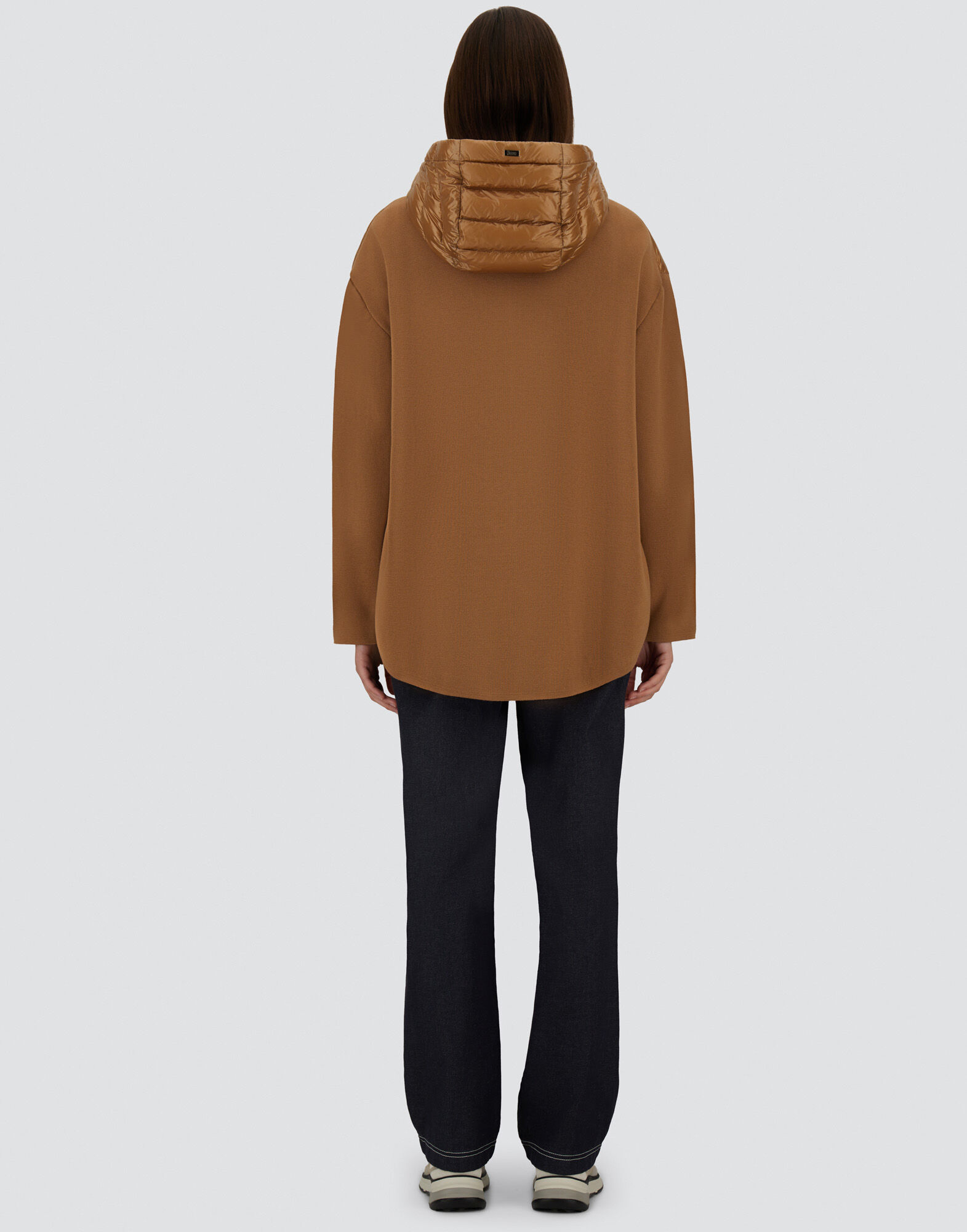 HOODED JACKET IN PURE COTTON AND NYLON ULTRALIGHT in Camel for