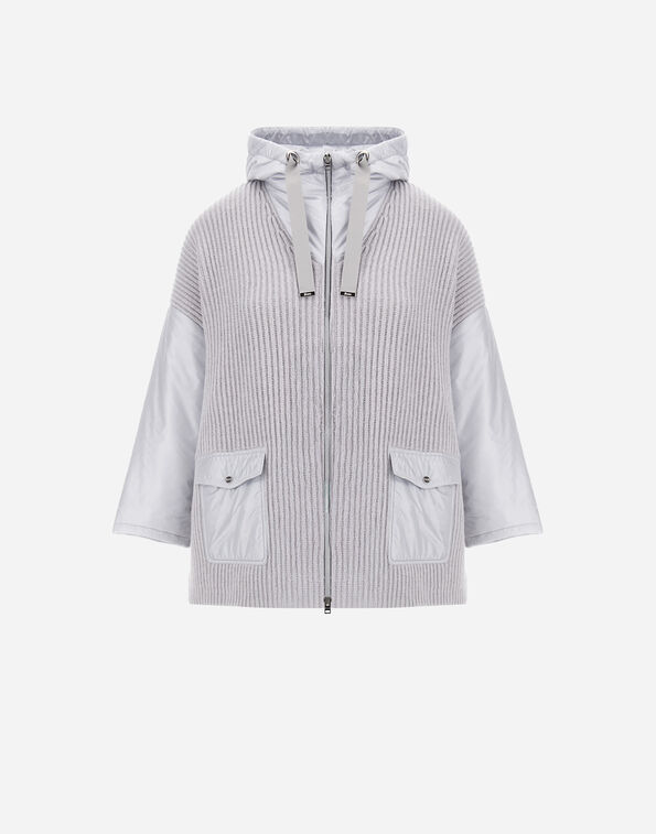 Herno RESORT JACKET IN FISHERMAN&rsquo;S RIB PURE WOOL AND NYLON ULTRALIGHT Pearl Grey MC00036DR702649404