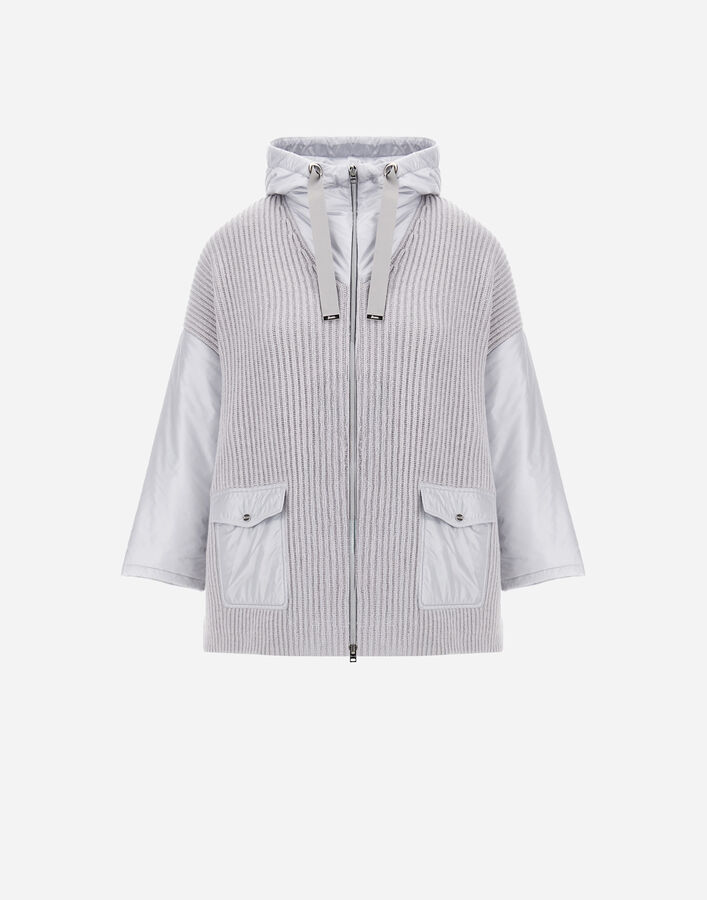 Herno RESORT JACKET IN FISHERMAN&rsquo;S RIB PURE WOOL AND NYLON ULTRALIGHT Pearl Grey MC00036DR702649404