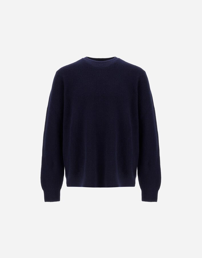 Herno SWEATER IN RIBBED WOOL CASHMERE Navy Blue MG000175U702709200