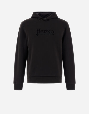 メンズ ヘビーコットンセーター パーカー ブラック | Herno® (ヘルノ)
