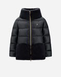 Herno A-SHAPE JACKET IN NYLON ULTRALIGHT AND SOFT FAUX FUR Black PI000169G12017Z9300