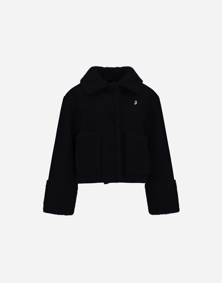 Herno JACKET IN ECOWOOL AND BEAVER-EFFECT FUR-TOUCH Black GI000104G333449300