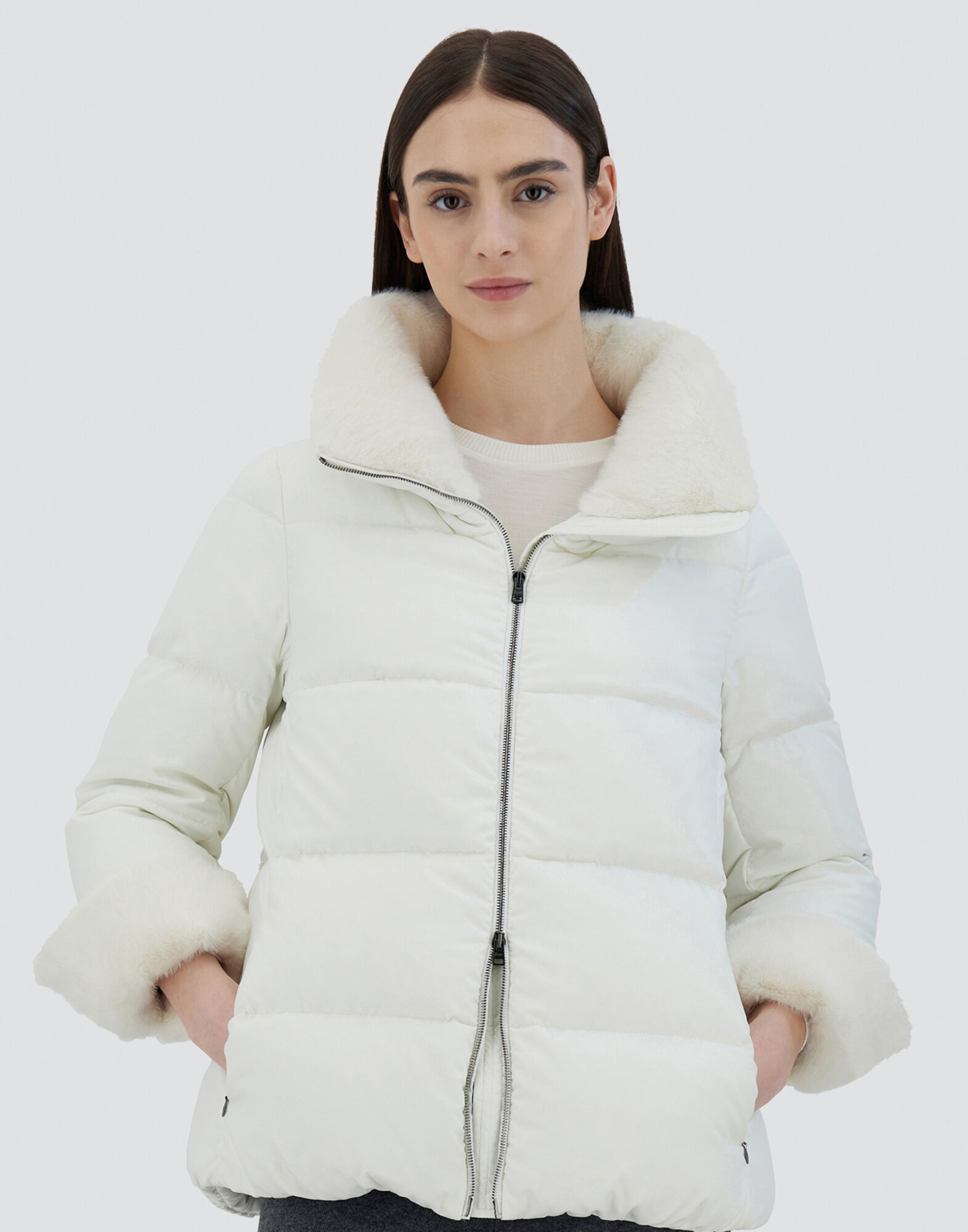 CAPE IN ARENDELLE AND NEW LADY FAUX FUR in White for Women Herno