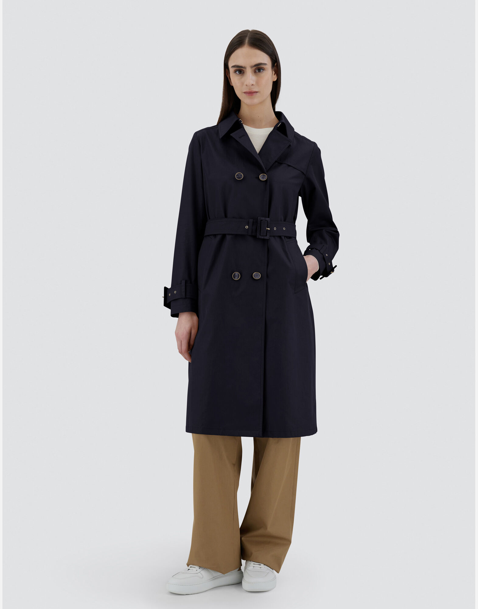 TRENCH COAT IN DELON MONOGRAM in Navy Blue for Women Herno
