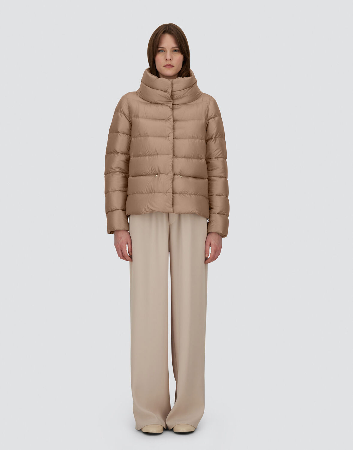 Herno High Collar Quilted Down Jacket In Dove Grey