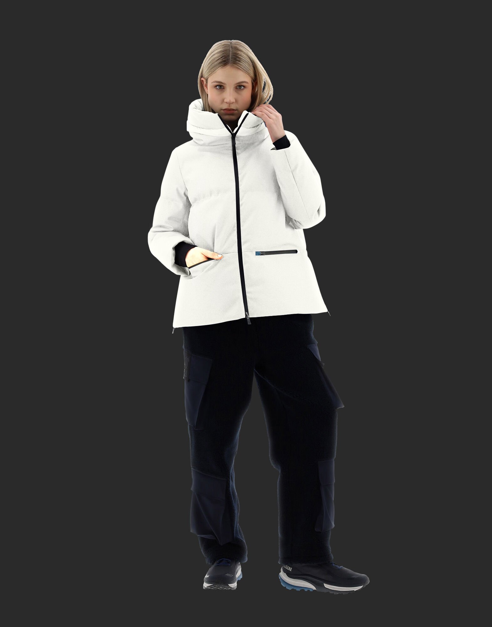 PIUMINO CORTO GAIA GORE CON CAPPUCCIO HLD in Ice for Women Herno