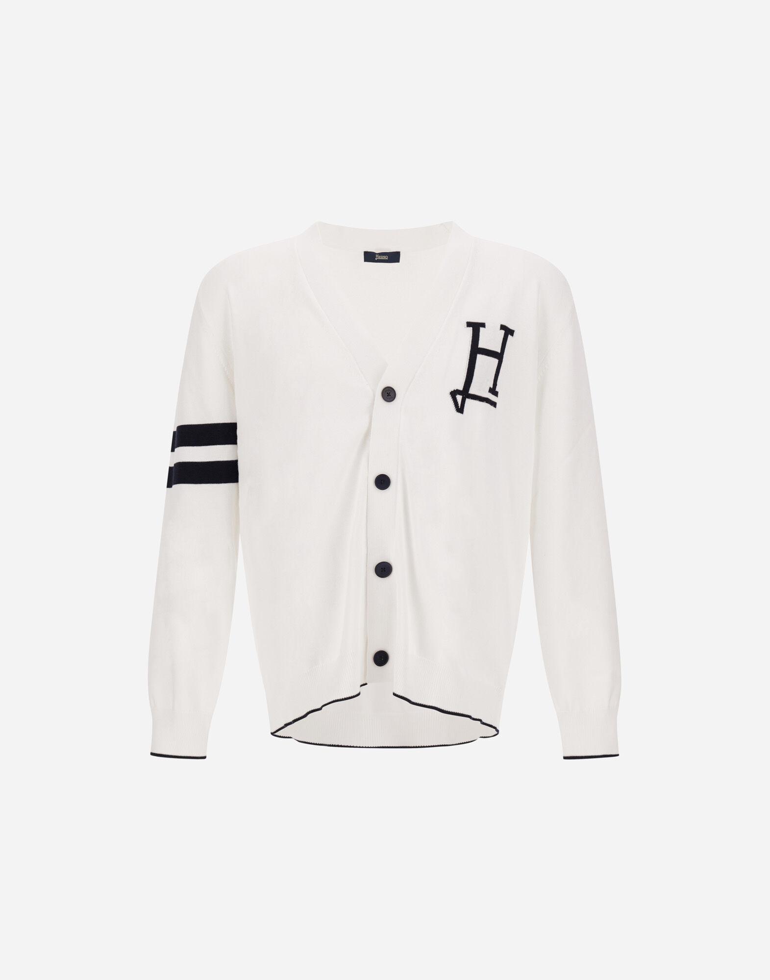 Herno カーディガン メンズ Hロゴコットン カーディガン ホワイト | Herno® (ヘルノ)
